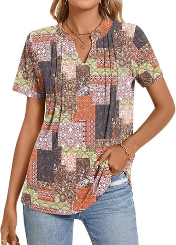 Netsmile Womens's Casual Summer Tops Short Sleeve T-Shirt Dressy V-Neck Tunic Blouse in Kuwait