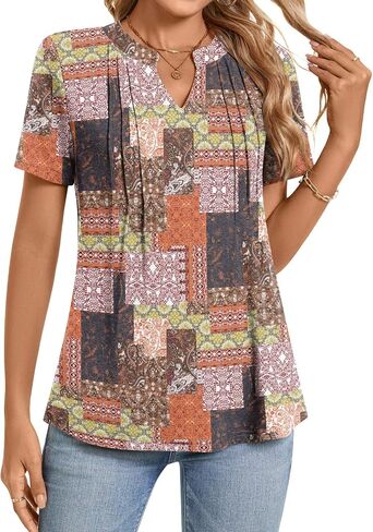 Netsmile Womens's Casual Summer Tops Short Sleeve T-Shirt Dressy V-Neck Tunic Blouse in Kuwait