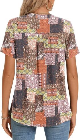 Netsmile Womens's Casual Summer Tops Short Sleeve T-Shirt Dressy V-Neck Tunic Blouse in Kuwait
