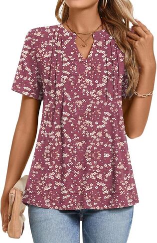 Netsmile Womens's Casual Summer Tops Short Sleeve T-Shirt Dressy V-Neck Tunic Blouse in Kuwait