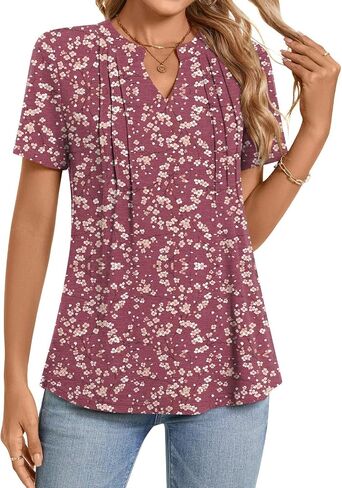 Netsmile Womens's Casual Summer Tops Short Sleeve T-Shirt Dressy V-Neck Tunic Blouse in Kuwait