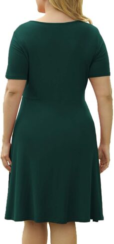 VOIANLIMO Women’s Summer Plus Size Short Sleeve Button Down Causal Dress in Kuwait