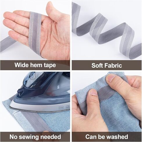 11 Yard Iron-on Instant Hem Tape, Adhesive Tape Iron on, Adhesive Fabric Hemming Tape for Pants, Jeans, Clothes (Black, 1 Roll) in Kuwait