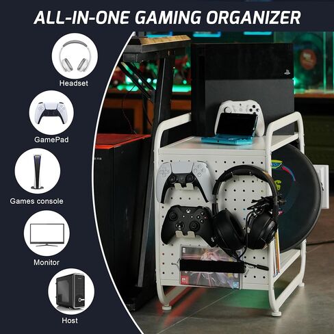 PLKOW Compact Video Game Storage Organizer, Xbox Stand Organizer for Consoles, Controllers, Headphones Xbox/PS5/PS4/Switch Accessories, Video Game Storage Rack, Black - A Great Gift for Gamers in Saudi Arabia