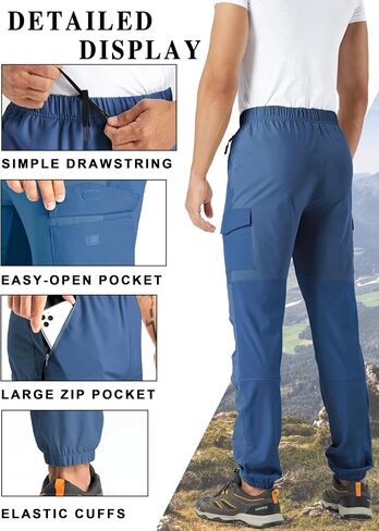 Mens Hiking Pants Cargo Sweatpant with Zipper Pocket Stretch Lightweight Trousers Jogger Pant for Travel in Saudi Arabia