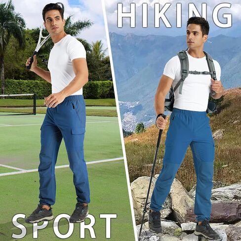 Mens Hiking Pants Cargo Sweatpant with Zipper Pocket Stretch Lightweight Trousers Jogger Pant for Travel in Saudi Arabia