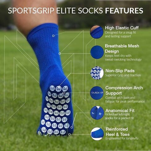 EMPULSE SPORTS Anti-Slip Grip Socks- Ideal for Soccer,Football,Gym,Basketball,Yoga & More - Unisex, Sizes 7-12 US, Blue in Saudi Arabia