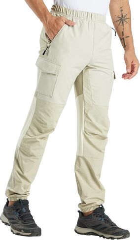 Mens Hiking Pants Cargo Sweatpant with Zipper Pocket Stretch Lightweight Trousers Jogger Pant for Travel in Saudi Arabia