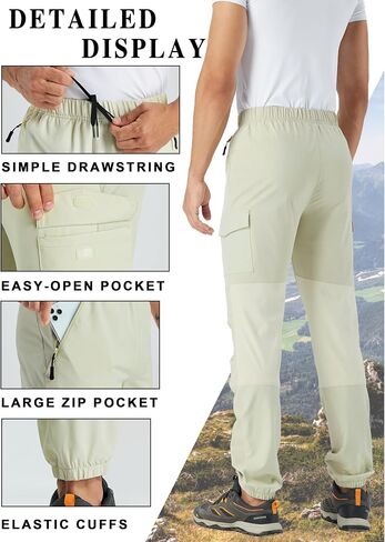 Mens Hiking Pants Cargo Sweatpant with Zipper Pocket Stretch Lightweight Trousers Jogger Pant for Travel in Saudi Arabia