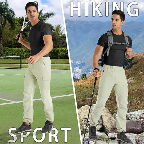 Mens Hiking Pants Cargo Sweatpant with Zipper Pocket Stretch Lightweight Trousers Jogger Pant for Travel in Saudi Arabia