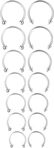 Yolev 14Pcs 6/7/8/9/10/12/14mm Surgical Steel Horseshoe Septum Nose Ring Hoop Set Piercing Jewellery，Horseshoe Rings Earring Eyebrow Earring Hoop Lip Horseshoe Piercing for Women Men (gold) in Saudi Arabia