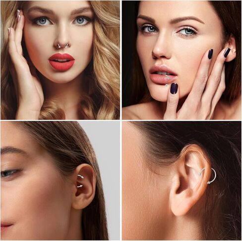 Yolev 14Pcs 6/7/8/9/10/12/14mm Surgical Steel Horseshoe Septum Nose Ring Hoop Set Piercing Jewellery，Horseshoe Rings Earring Eyebrow Earring Hoop Lip Horseshoe Piercing for Women Men (gold) in Saudi Arabia