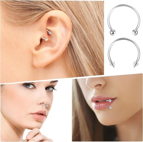 Yolev 14Pcs 6/7/8/9/10/12/14mm Surgical Steel Horseshoe Septum Nose Ring Hoop Set Piercing Jewellery，Horseshoe Rings Earring Eyebrow Earring Hoop Lip Horseshoe Piercing for Women Men (gold) in Saudi Arabia