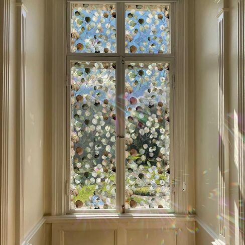 QUCHENG Suncatcher ساكنة نافذة الفيلم الزجاج تتشبث الألوان المائية يترك الخصوصية صائق غرفة المعيشة الشمس حجب ديكور ملون ملصقات كبيرة DIY الزينة in Kuwait