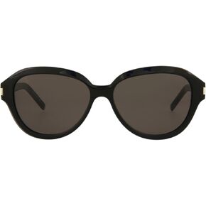 نظارات شمسية مستديرة/بيضاوية من سان لوران باللون الأسود والأسود، نظارات فاخرة مصنوعة في إيطاليا بإطار من الأسيتات، أزياء مصممة للفخامة اليومية in Kuwait