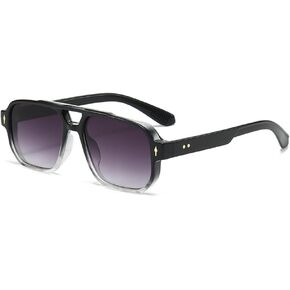 OZPYKAE Men Square Sunglasses,Classic Retro UV400 Protection Double Bridge Trendy Rectangle Aviator Women Men Sun Glasses