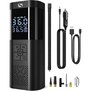 Tire Inflator Portable Air Compressor Air Pump for Car Tires with Gauge Car Accessories Essential for Women Men Cordless 150PSI 12V Car Tire Inflator With Led Light for Car Motorcycle Bike