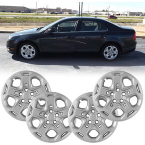 17" Hubcaps Wheel Covers for 2010-2012 Ford Fusion, ABS Hubcap Replacement for 10-12 Fusion Set of 4, 17 inch Sliver