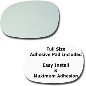 Mirror Glass + Full Size Adhesive Pad for 1999-2004 Chrysler 300M Driver Side Replacement (2000 2001 2002 2003 99 00 01 02 03 04)