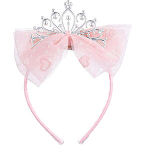 Lusofie Crown Headband 1Pcs Princess Tiara Glitter Toddler Headband Princess Crown for Graduation Birthday Party Fairy Costume Hair Accessories