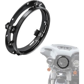 7 Inch Round Headlight Ring Mounting Bracket for Harley, Head Lamp Mount Mounting Bracket for Street Glide Road King Electra Glide Davidson, Black