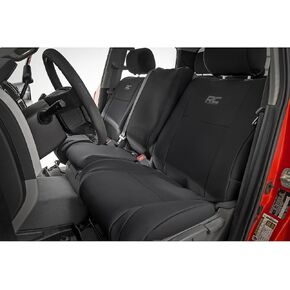 Rough Country Neoprene Seat Cover Set for Toyota Tundra (2007-2013) - Fits CrewMax Models w/Jumpseat, Includes Front & Rear Seat Covers, Headrest Covers