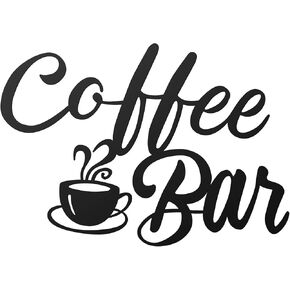 Shimeyao Coffee Sign for Coffee Station Hot Coco Bar Supplies Metal Coffee Bar Hanging Wall Art Decor Vintage Black Coffee Cup Letter Sign Farmhouse Kitchen Wall Decor for Cafe(Coffee Bar)