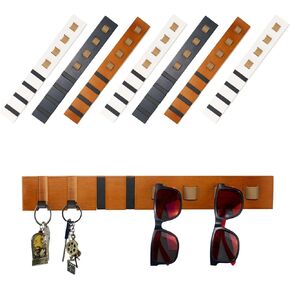 Sunglasses and Key Holder - Keychain and Eyeglass Mounted 4 Glasses and 4 Keys - Hook Organizer Display Glasses Wall Mounted - Leather Wood and Metal. (Dark) in Saudi Arabia