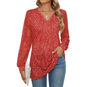 BMJL Womens Tunic Tops Fall Dressy Causal Blouses Lace Long Sleeve Plus Size Shirts Business Outfits 2024