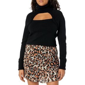 PAIGE Women's Cherise Sweater Turtle Neck Cropped Cutout Design in Black