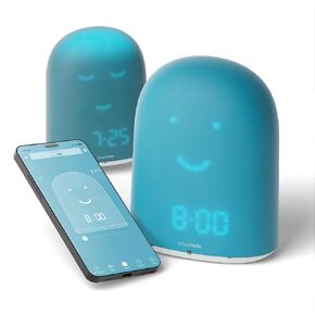 REMI - The Ultimate Ok to Wake Children Clock - Sleep Trainer - Sleep Tracker - Baby Monitor - Night Light & White Noise Sound Machine - mp3 and Streaming Music Speaker - Time to Wake up face - Blue