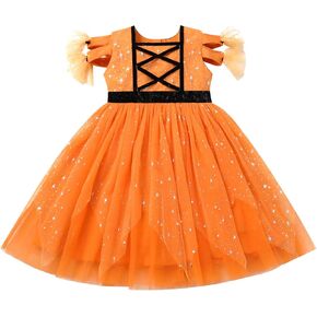 Toddler Girl Halloween Witch Dress Shiny Sequins Princess A-Line Tulle Dress Flower Girl Birthday Wedding Outfits