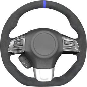 Auto Custom Fit OEM Genuine Leather Steering Wheel Cover for Subaru WRX STI 2015 2016 2017 2018 2019 2020 2021 / Subaru Levorg 2015-2019 Interior Accessories