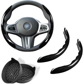 Universal 2-Piece Carbon Fiber Steering Wheel Cover Non-Slip Segmented Car Steering Wheel Covers (Blue)