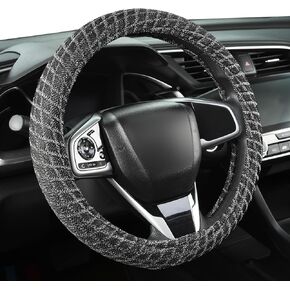 Auto Newer Breathable Steering Wheel Cover Suitable For Four Seasons，Anti-Slip Design，Odorless，Easy Carry Unviersal Fit for Truck SUV Sedans Vans,Interior Accessories Standard Size[14" 1/2-15"]（Black）