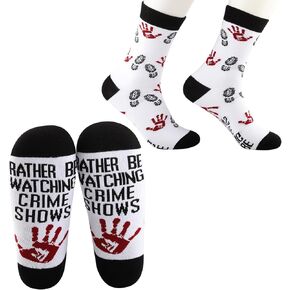 True Crime Socks 2 Pairs Rather Be Watching Crime Show Socks True Crime Junkie Gift True Crime Lover Gift Serial Killer Socks