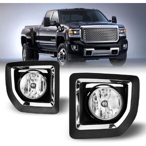 Driving Fog Lights Fit for GMC Sierra 2500HD/ 3500HD 2015-2019 with PS 12V 24W Bulbs Fog Lamps Replacement Included Wiring Kits & Switch-1 Pair (Clear Lens)