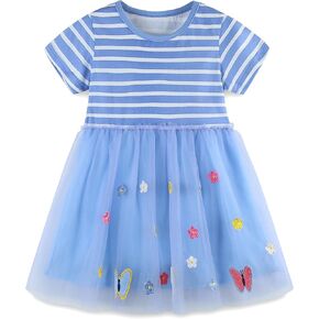 Hongshilian Toddler Girls Cotton Casual Dress Summer Playwear Short Sleeve Shirt Dresses in Kuwait