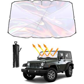 Car Windshield Sun Shade Umbrella - Colorful 360°Rotating Foldable Car Umbrella Sunshade 57"X34" Front Window Heat Insulation Protection for Trucks Cars SUV Windshield