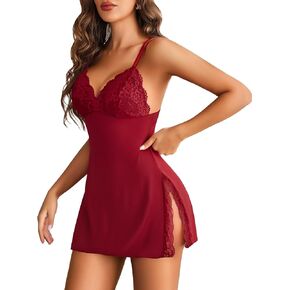 Avidlove Women's Lingerie Sexy Nightgowns Spaghetti Strap Chemise Babydoll Side Slit Women Sleepwear