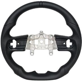 Full Leather Steering Wheel, D-shaped Perfoated Leather Grip Steering Wheel Fit for Jeep wrangler JK 2011-2017
