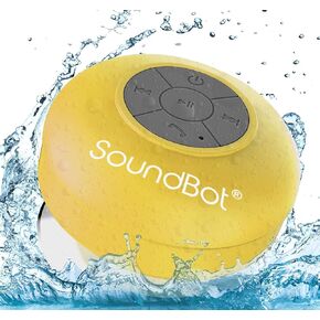 SoundBot® SB510 HD Water Resistant Bluetooth 4.0 Shower Speaker, Handsfree Portable Speakerphone with Built-in Mic, 6hrs of Playtime, Control Buttons and Dedicated Suction Cup for Showers (White)