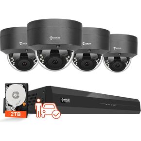 Anpviz 8 Channel IP PoE Security Camera System with Human Vehicle Detection, 8CH 4K NVR with 2TB HDD, 8pcs IK10 Vandalproof 6MP Dome PoE Cameras with Audio, IR Night Vision, NDAA Compliant (U Series)