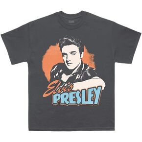 Elvis Presley Unisex-Adult Official Merch Grey Photo T-Shirt