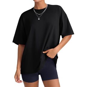 REORIA Womens Oversized Workout T Shirts Summer Crewneck Athletic Plus Size Tops Trendy Clothes 2025 Short Sleeve Basic Tee
