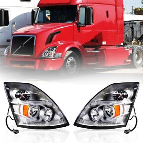 مجموعة المصابيح الأمامية تناسب VOLVO VNL 2015 2016 2017، بما في ذلك جانب السائق الأيسر وجانب الركاب الأيمن، أسود، زوج واحد (أسود)