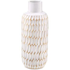 AeraVida Raindrops Inspired White Stained Mango Tree 10 Inches Wood Vase | Decorative Wood Vase for Flowers | Home Decor