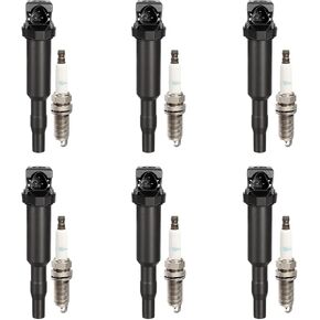Vplus Set of 6 Ignition Coils and Spark Plugs Set UF592 0221504470 FR7NPP332 APP5324 Compatible with BMW 328i xDrive 128i 528i xDrive 525i 525xi 530i 530xi 330i 330xi 2.0L 3.0L L4 L6