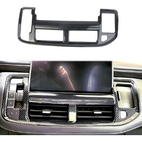 Carbon Fiber Center Console Dashboard Air Conditioner AC Vent Navigation Cover Trim for 2021-2024 Chevy Tahoe Suburban for 2021-2024 GMC Yukon