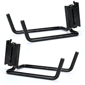 E-Track Heavy Duty J Hook, Hanger Hook, Shovel Tool Hooks with Spring Fitting Attachments, tie Down Anchor for X-Track, Fit Cargo Van, Enclosed Trailer Cargo Tie Down Systems, (Black) 2Pack